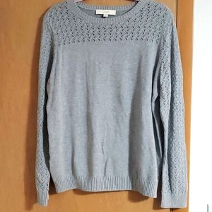 Loft Crew neck Sweater with open knit sleeves and neckline